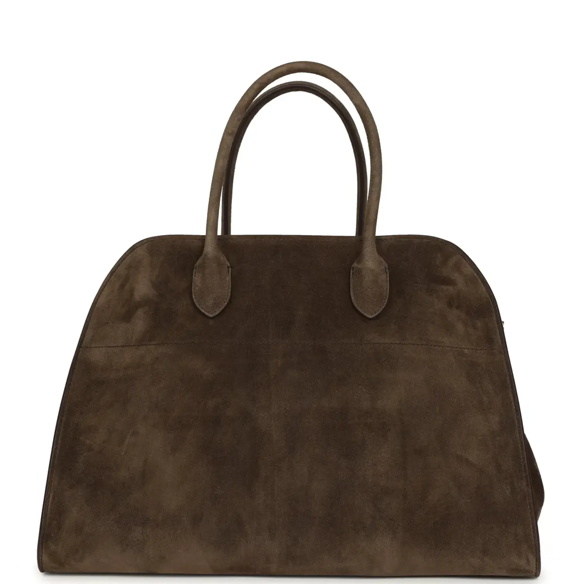 The Row The Row Soft Margaux 15 Bag Nut Brown Suede Silver Hardware | Image 1 The Row The Row Soft Margaux 15 Bag Nut Brown Suede Silver Hardware | Image 1