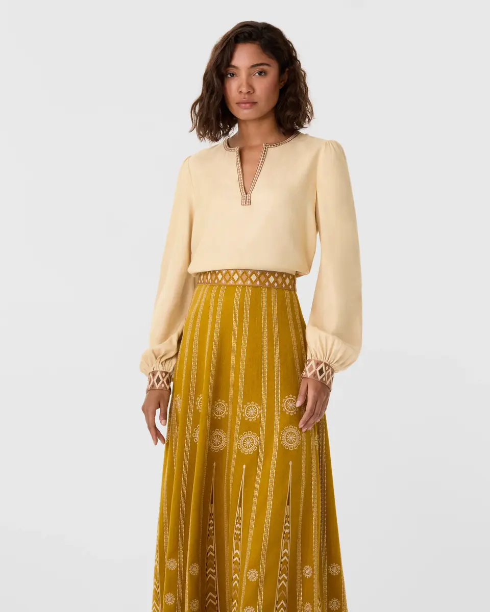 Emporio Sirenuse Vera Blouse with Backgammon Embroidery | Thumbnail 2 Emporio Sirenuse Vera Blouse with Backgammon Embroidery | Thumbnail 2