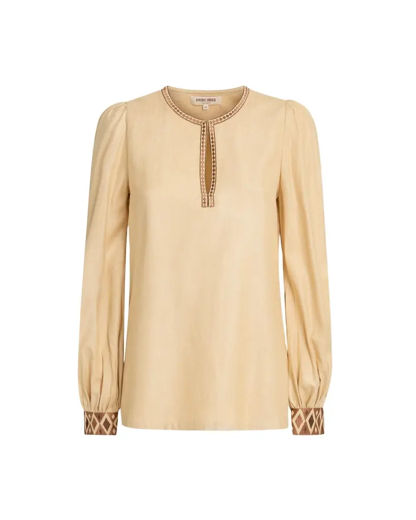 Emporio Sirenuse Vera Blouse with Backgammon Embroidery