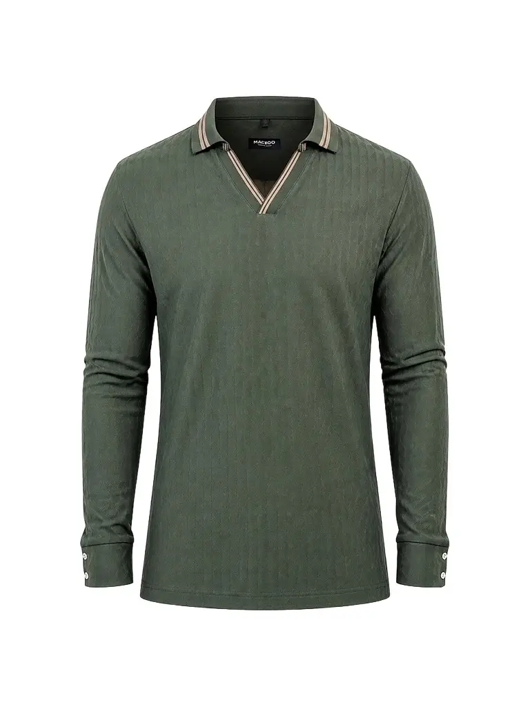 Maceoo Men's Knit Polo Shirt - Green | Image 1 Maceoo Men's Knit Polo Shirt - Green | Image 1