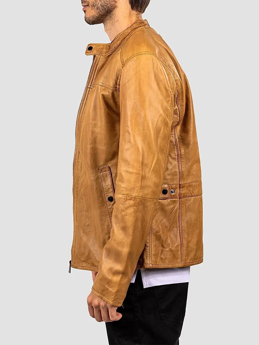 Maceoo Men's Washed Leather Jacket | Thumbnail 2 Maceoo Men's Washed Leather Jacket | Thumbnail 2