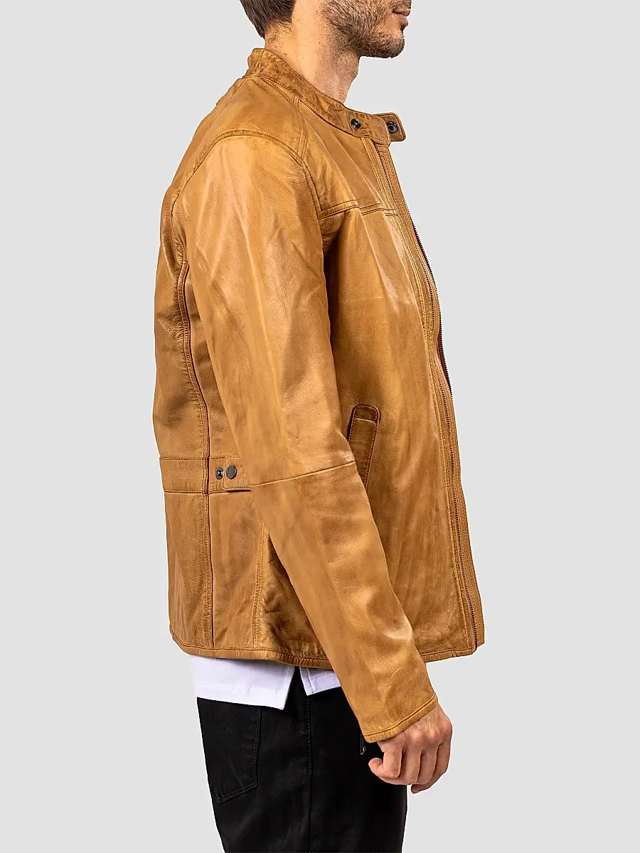 Maceoo Men's Washed Leather Jacket | Thumbnail 4 Maceoo Men's Washed Leather Jacket | Thumbnail 4