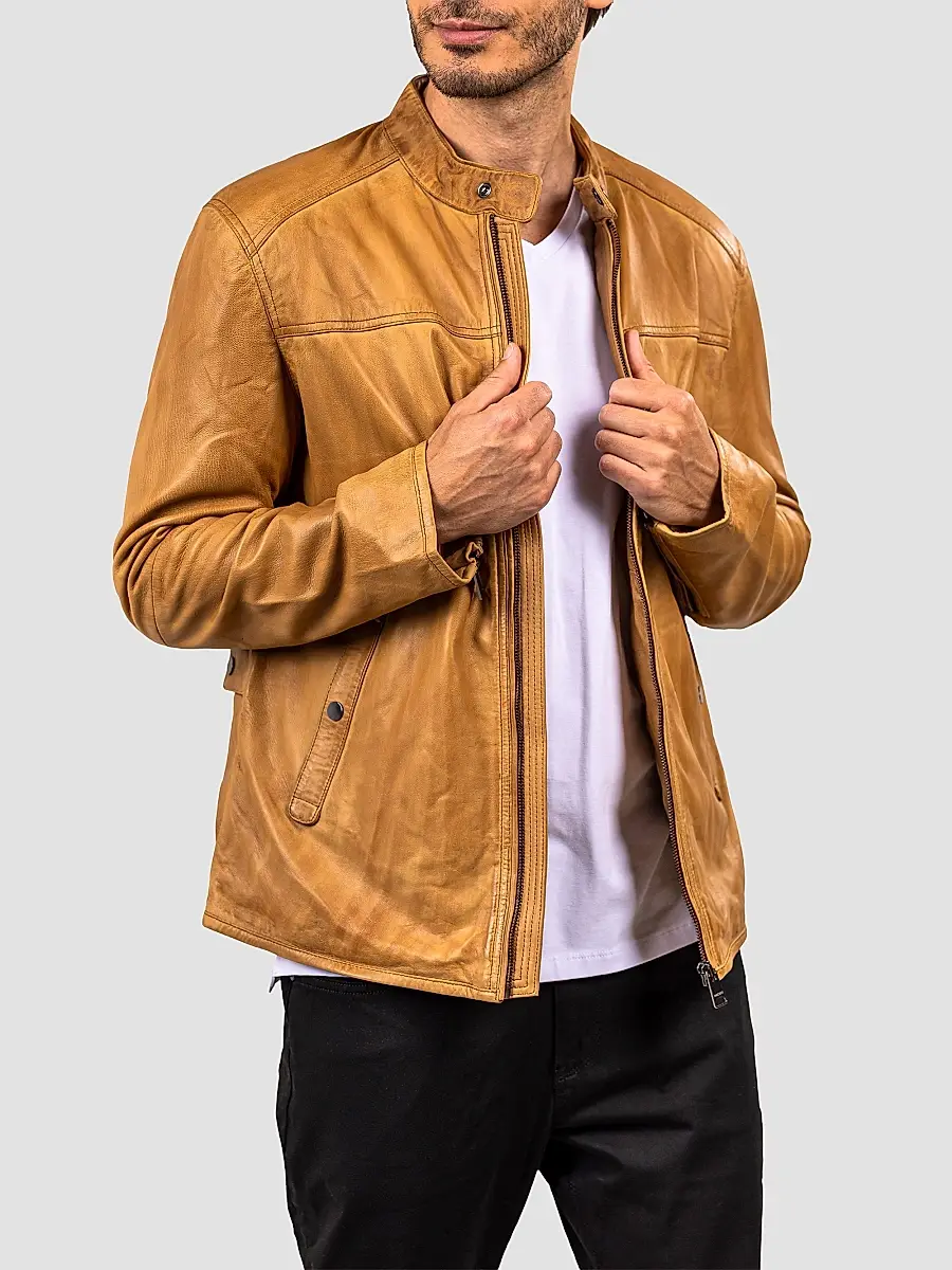 Maceoo Men's Washed Leather Jacket | Thumbnail 5 Maceoo Men's Washed Leather Jacket | Thumbnail 5