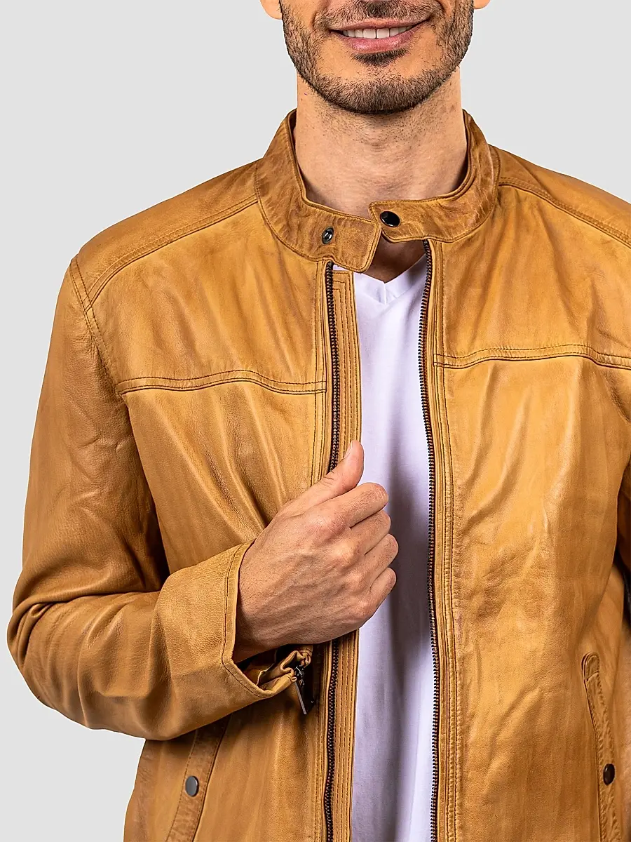 Maceoo Men's Washed Leather Jacket | Thumbnail 6 Maceoo Men's Washed Leather Jacket | Thumbnail 6