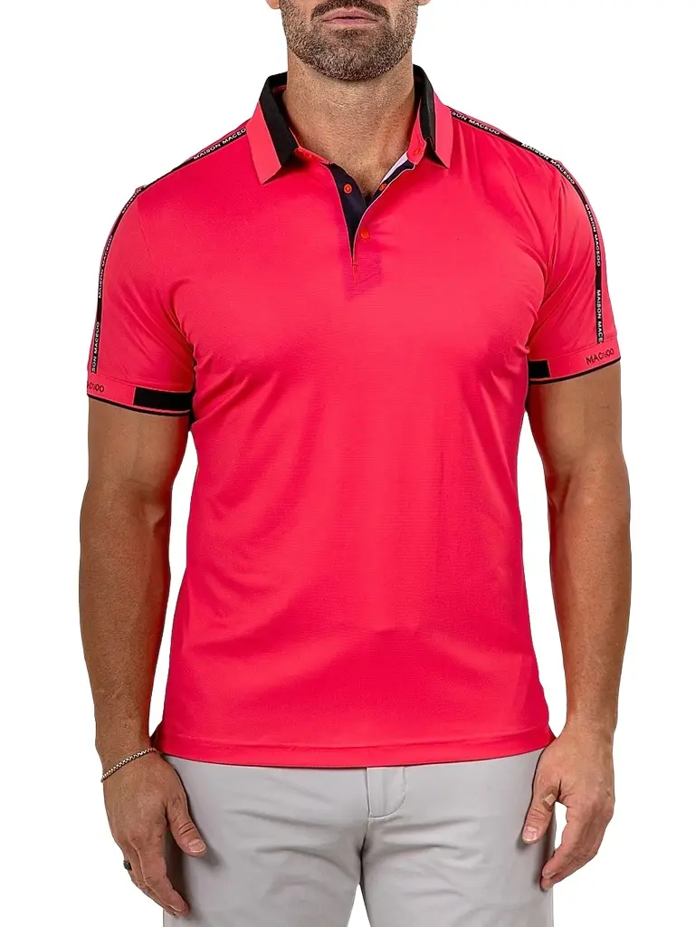 Maceoo Men's Knit Ascension Polo Shirt - Pink | Image 1 Maceoo Men's Knit Ascension Polo Shirt - Pink | Image 1