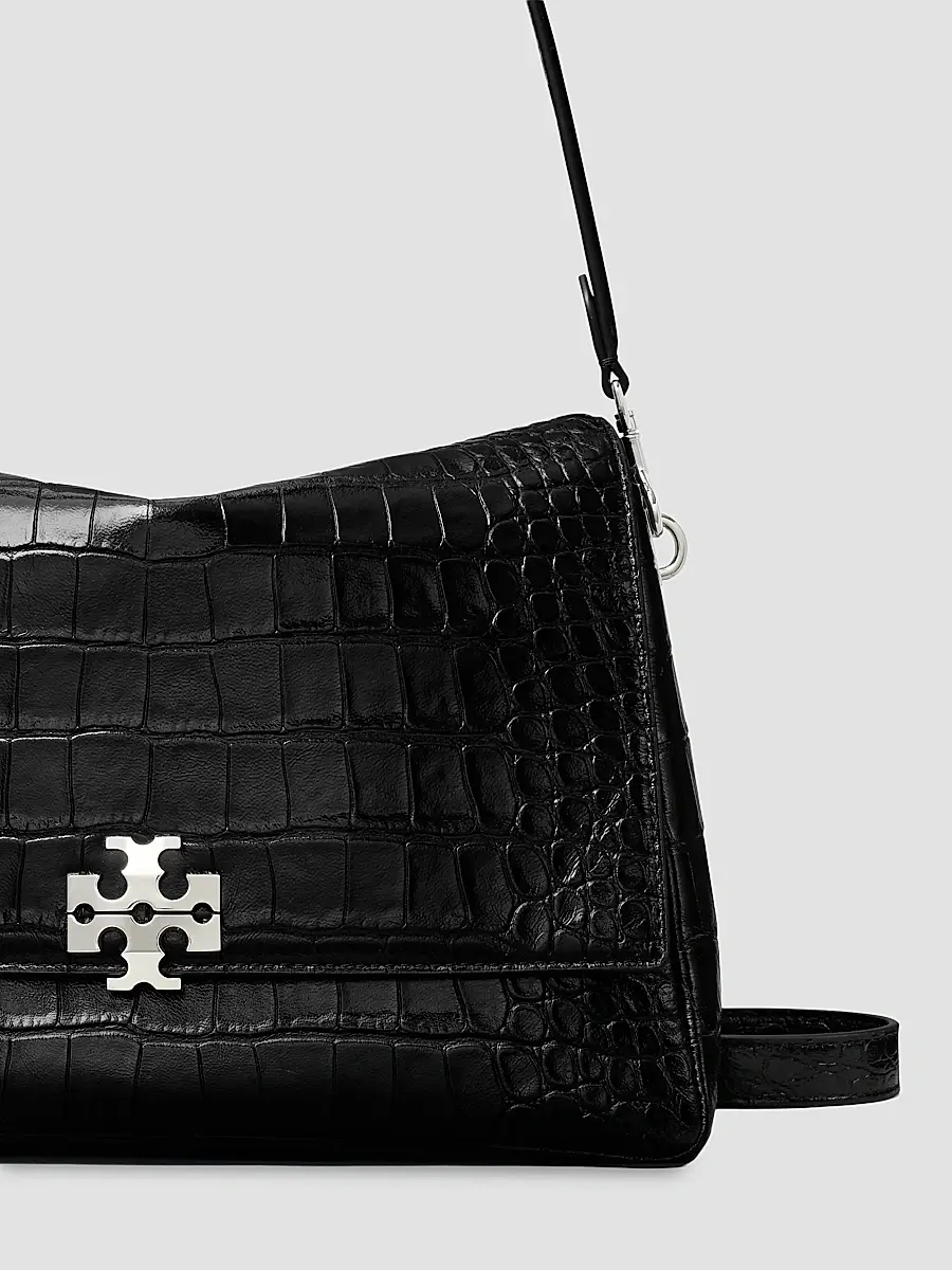 Tory Burch Women's Charlie Croc-Embossed Leather Shoulder Bag | Thumbnail 4 Tory Burch Women's Charlie Croc-Embossed Leather Shoulder Bag | Thumbnail 4