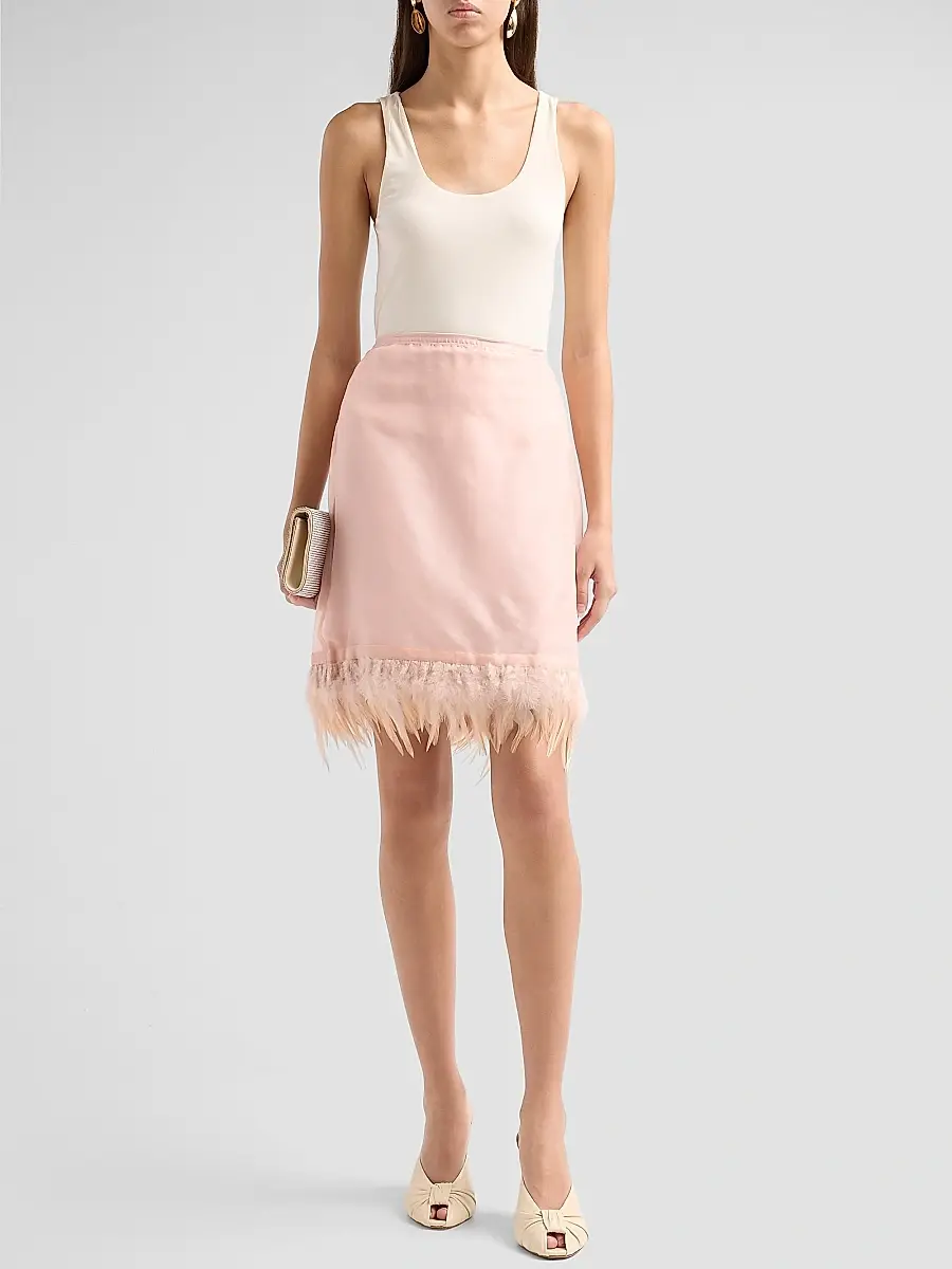 Staud Women's Lark Silk Feather-Hem Skirt | Thumbnail 2 Staud Women's Lark Silk Feather-Hem Skirt | Thumbnail 2