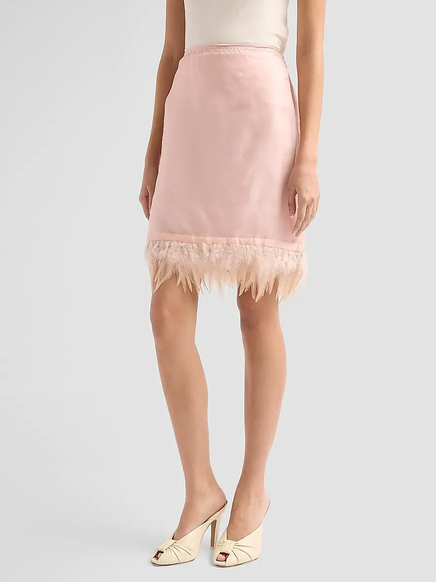 Staud Women's Lark Silk Feather-Hem Skirt | Thumbnail 4 Staud Women's Lark Silk Feather-Hem Skirt | Thumbnail 4