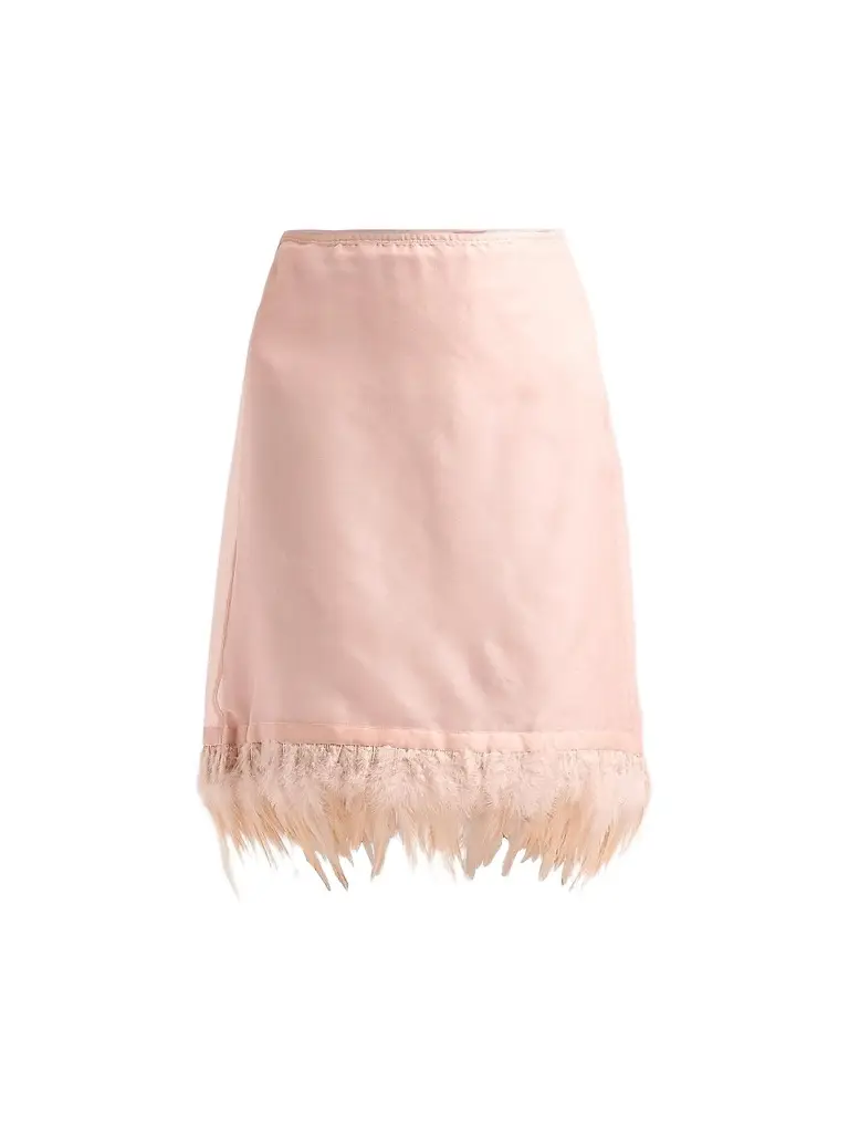 Staud Women's Lark Silk Feather-Hem Skirt - Sandrose - Size XL | Image 1 Staud Women's Lark Silk Feather-Hem Skirt - Sandrose - Size XL | Image 1