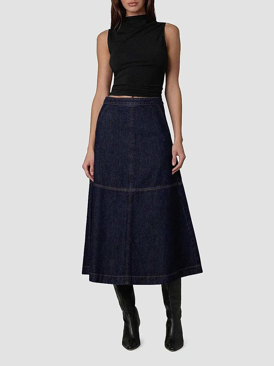 Joe's Jeans Women's The Tavi Denim Midi Skirt | Thumbnail 2