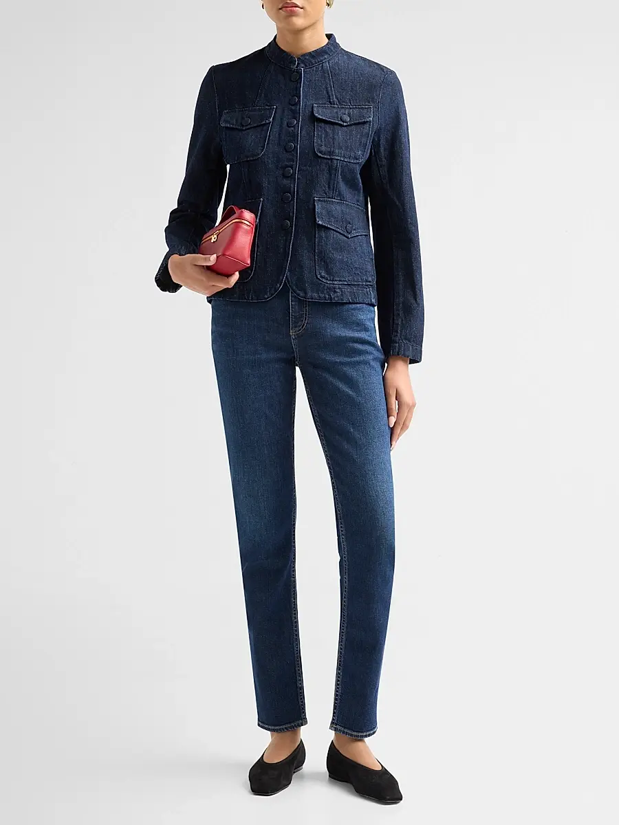 rag & bone Women's Mercer Denim Stand-Collar Blazer | Thumbnail 2 rag & bone Women's Mercer Denim Stand-Collar Blazer | Thumbnail 2