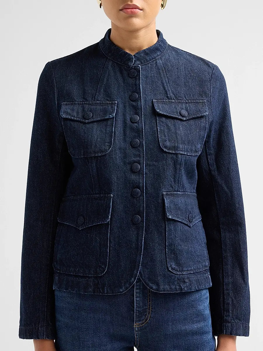 rag & bone Women's Mercer Denim Stand-Collar Blazer | Thumbnail 5 rag & bone Women's Mercer Denim Stand-Collar Blazer | Thumbnail 5
