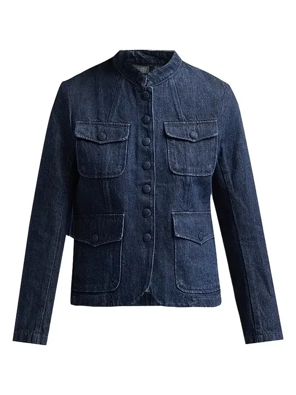 rag & bone Women's Mercer Denim Stand-Collar Blazer