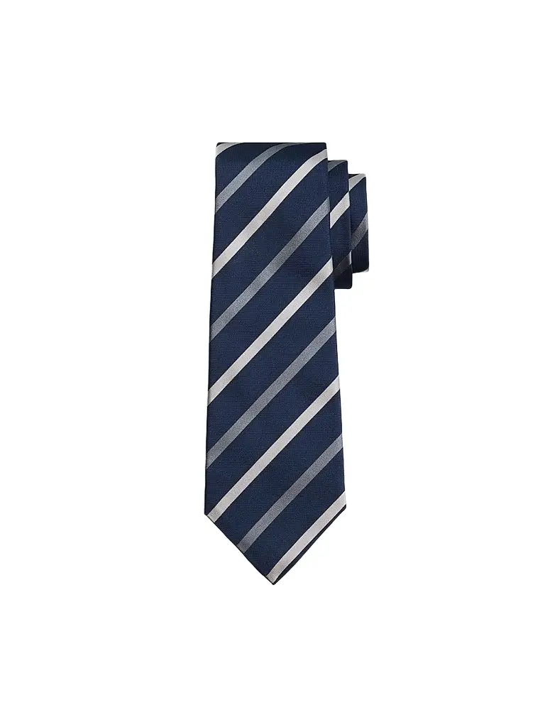 Kiton Men's Stripe Silk Twill Tie - Navy Grey | Image 1 Kiton Men's Stripe Silk Twill Tie - Navy Grey | Image 1