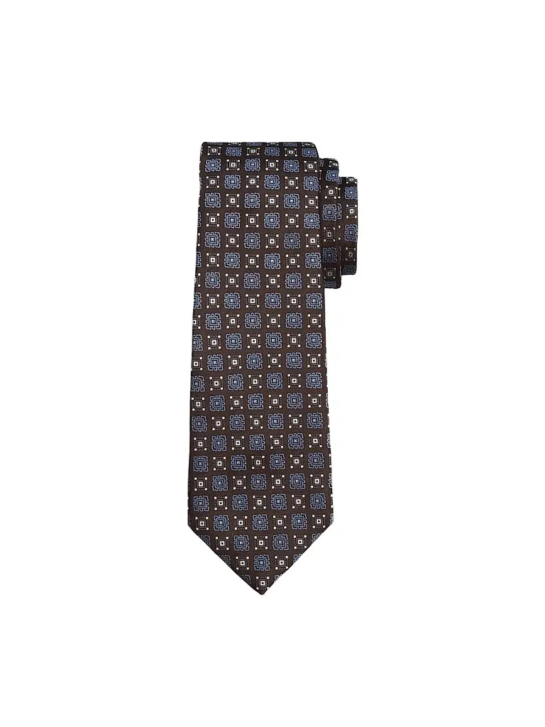 Kiton Men's Geometric Medallion Silk Tie - Black Blue | Image 1 Kiton Men's Geometric Medallion Silk Tie - Black Blue | Image 1