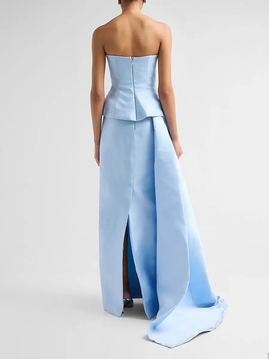 MONIQUE LHUILLIER Women's Layered Strapless Floral Embellished Gown | Thumbnail 3 MONIQUE LHUILLIER Women's Layered Strapless Floral Embellished Gown | Thumbnail 3