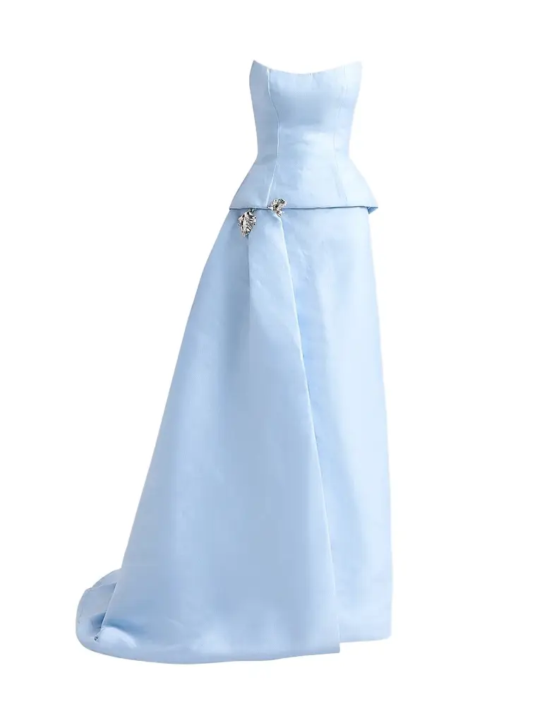 Monique Lhuillier Women's Layered Strapless Floral Embellished Gown - Breeze | Image 1 Monique Lhuillier Women's Layered Strapless Floral Embellished Gown - Breeze | Image 1