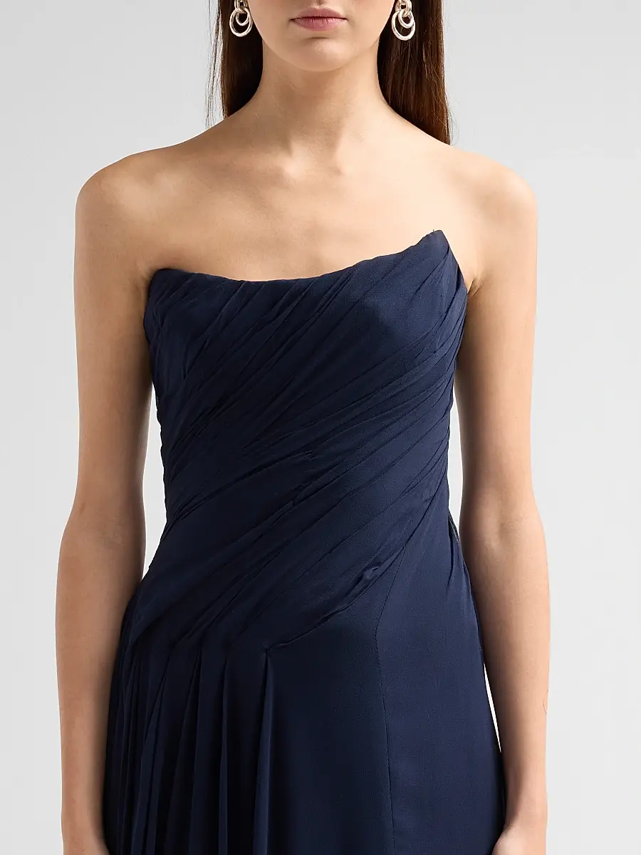 MONIQUE LHUILLIER Women's Strapless Silk Draped Gown | Thumbnail 5 MONIQUE LHUILLIER Women's Strapless Silk Draped Gown | Thumbnail 5