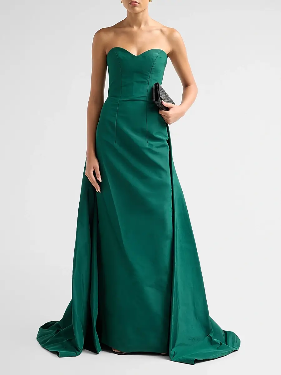 MONIQUE LHUILLIER Women's Strapless Silk Faille Trained Gown | Thumbnail 2 MONIQUE LHUILLIER Women's Strapless Silk Faille Trained Gown | Thumbnail 2