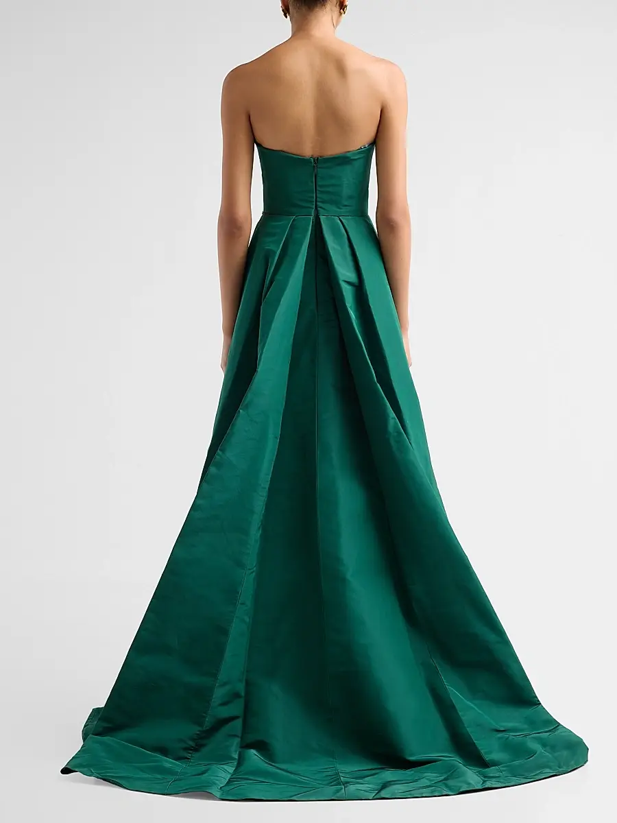 MONIQUE LHUILLIER Women's Strapless Silk Faille Trained Gown | Thumbnail 3 MONIQUE LHUILLIER Women's Strapless Silk Faille Trained Gown | Thumbnail 3