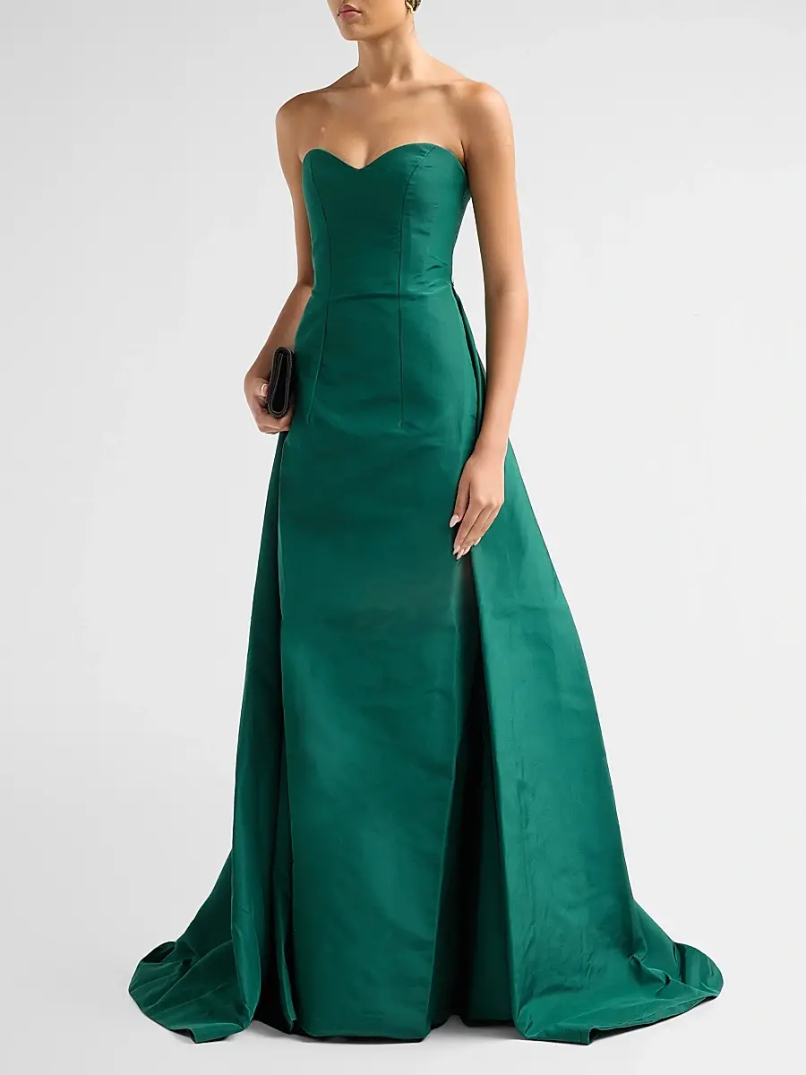 MONIQUE LHUILLIER Women's Strapless Silk Faille Trained Gown | Thumbnail 4 MONIQUE LHUILLIER Women's Strapless Silk Faille Trained Gown | Thumbnail 4