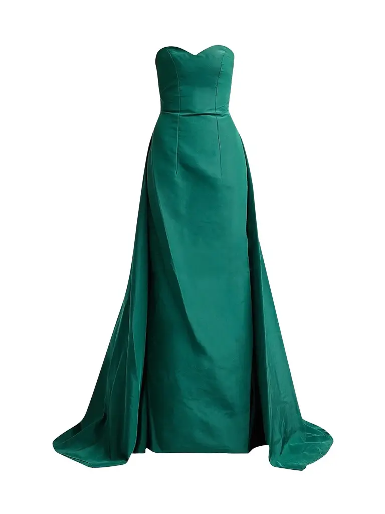 Monique Lhuillier Women's Strapless Silk Faille Trained Gown - Sycamore | Image 1 Monique Lhuillier Women's Strapless Silk Faille Trained Gown - Sycamore | Image 1