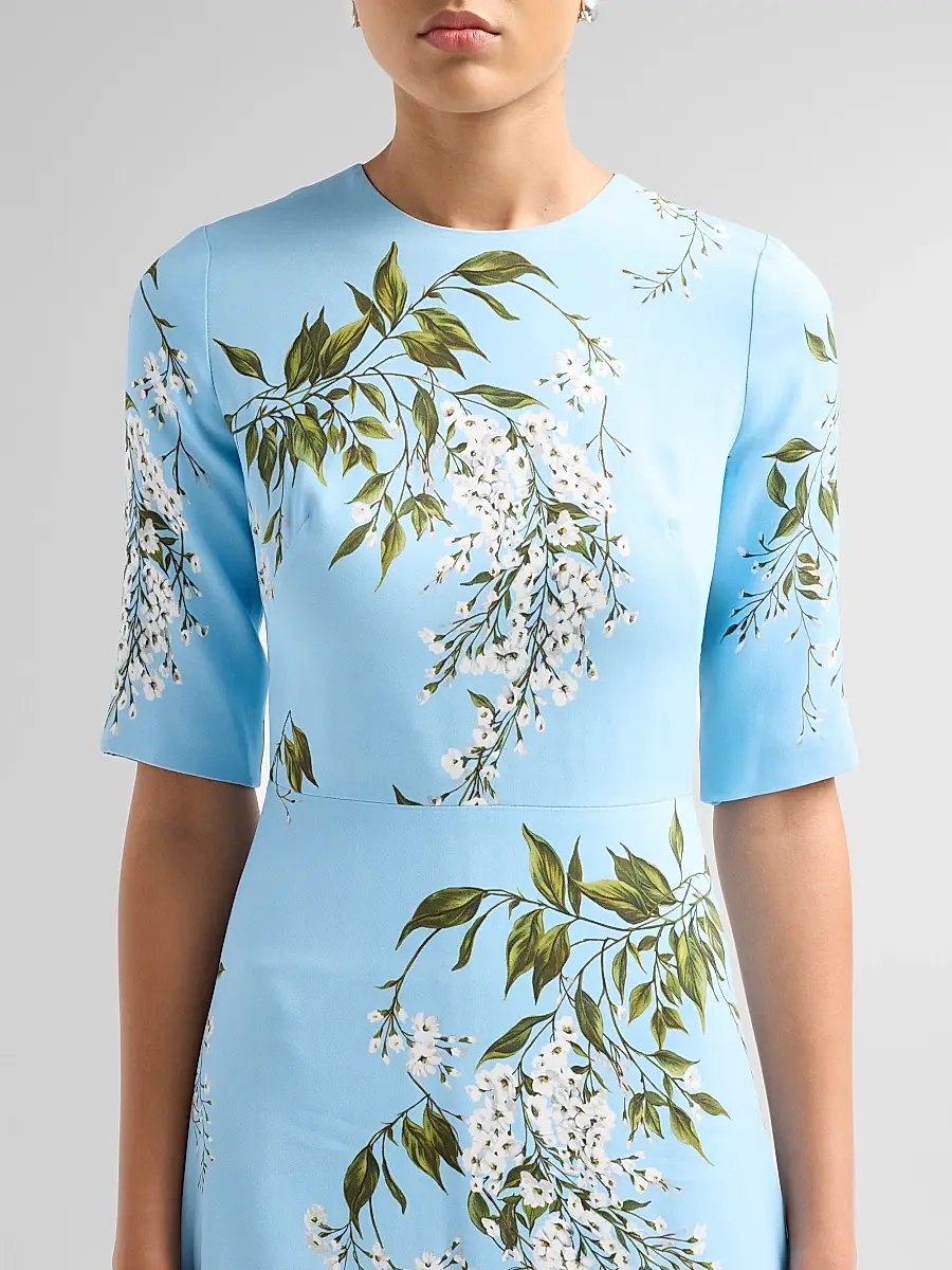 MONIQUE LHUILLIER Women's Floral Crêpe Short-Sleeve Gown | Thumbnail 5 MONIQUE LHUILLIER Women's Floral Crêpe Short-Sleeve Gown | Thumbnail 5