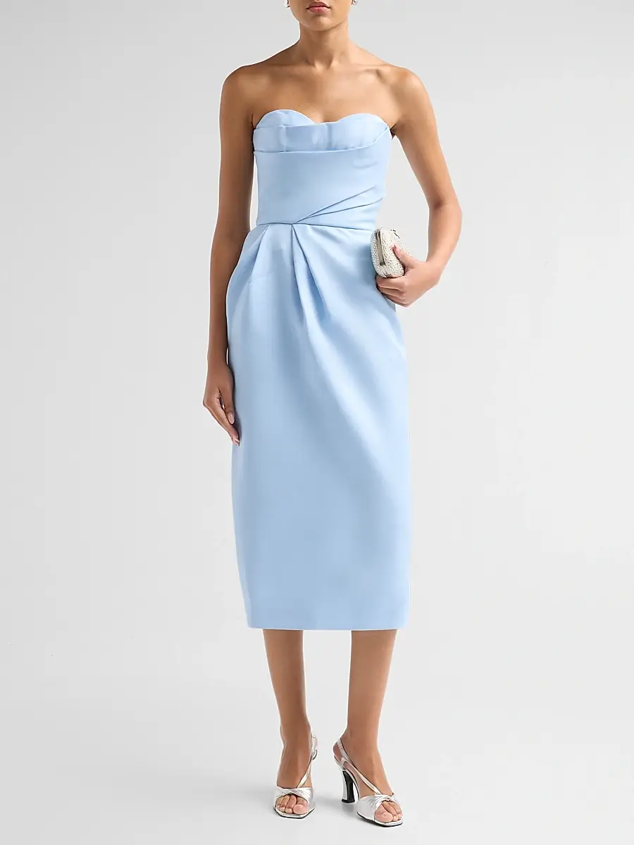 MONIQUE LHUILLIER Women's Strapless Draped Cocktail Dress | Thumbnail 2