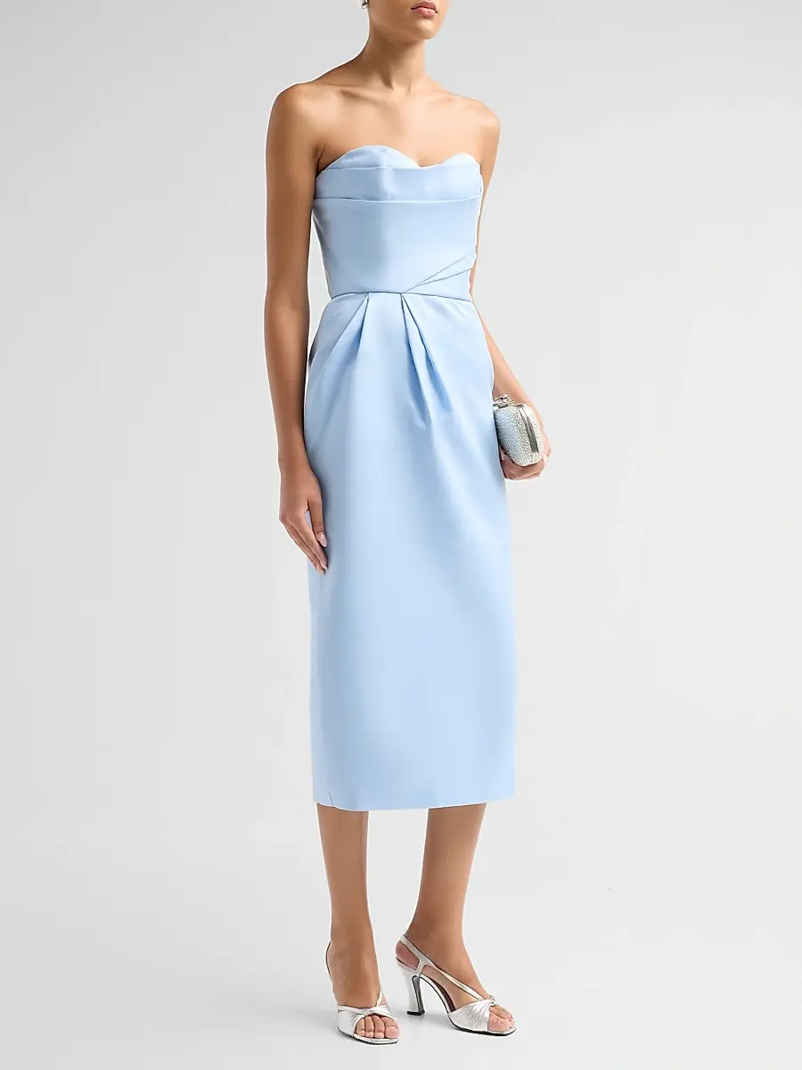 MONIQUE LHUILLIER Women's Strapless Draped Cocktail Dress | Thumbnail 4