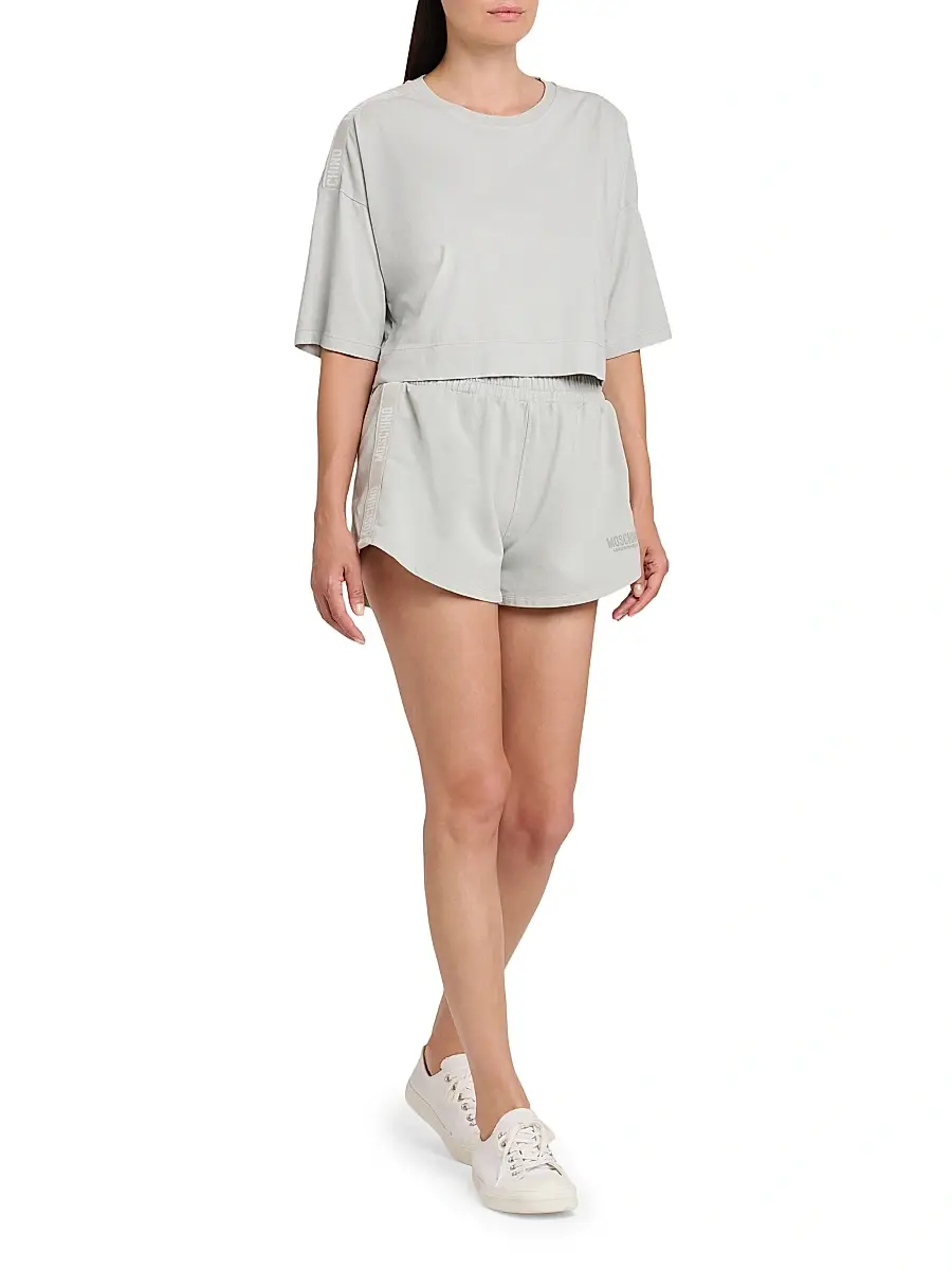 MOSCHINO Women's Logo-Tape Stretch-Cotton Shorts | Thumbnail 2 MOSCHINO Women's Logo-Tape Stretch-Cotton Shorts | Thumbnail 2