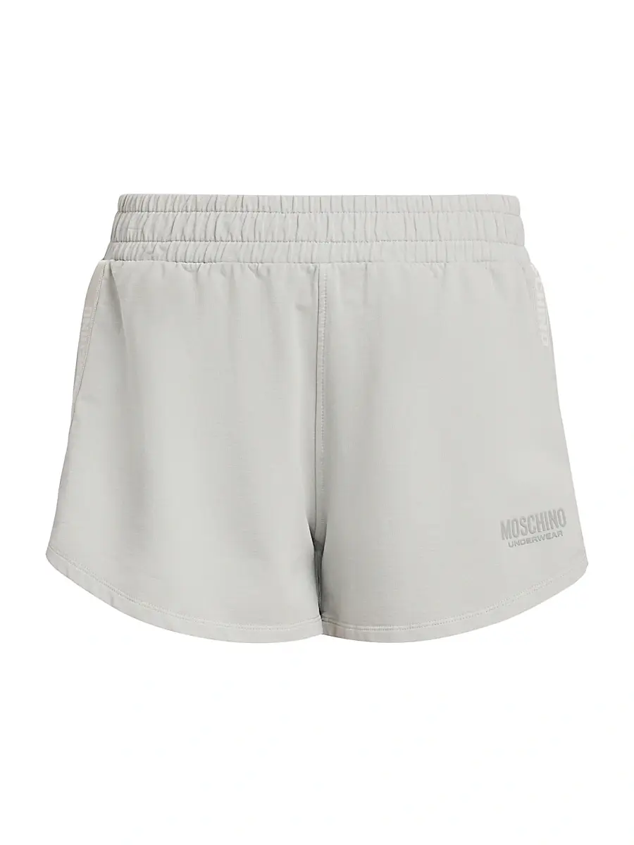 MOSCHINO Women's Logo-Tape Stretch-Cotton Shorts - Grey | Image 1 MOSCHINO Women's Logo-Tape Stretch-Cotton Shorts - Grey | Image 1
