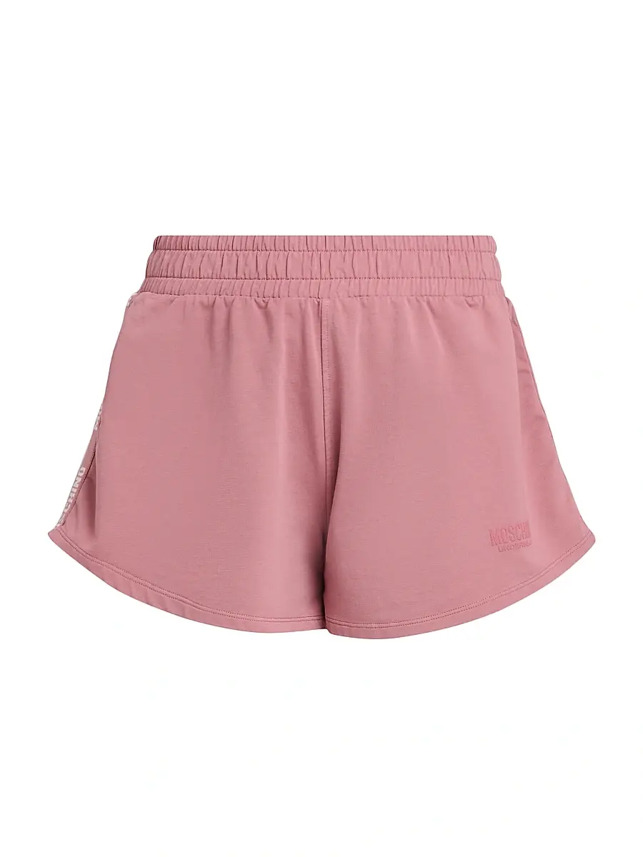 MOSCHINO Women's Logo-Tape Stretch-Cotton Shorts - Pink | Image 1 MOSCHINO Women's Logo-Tape Stretch-Cotton Shorts - Pink | Image 1