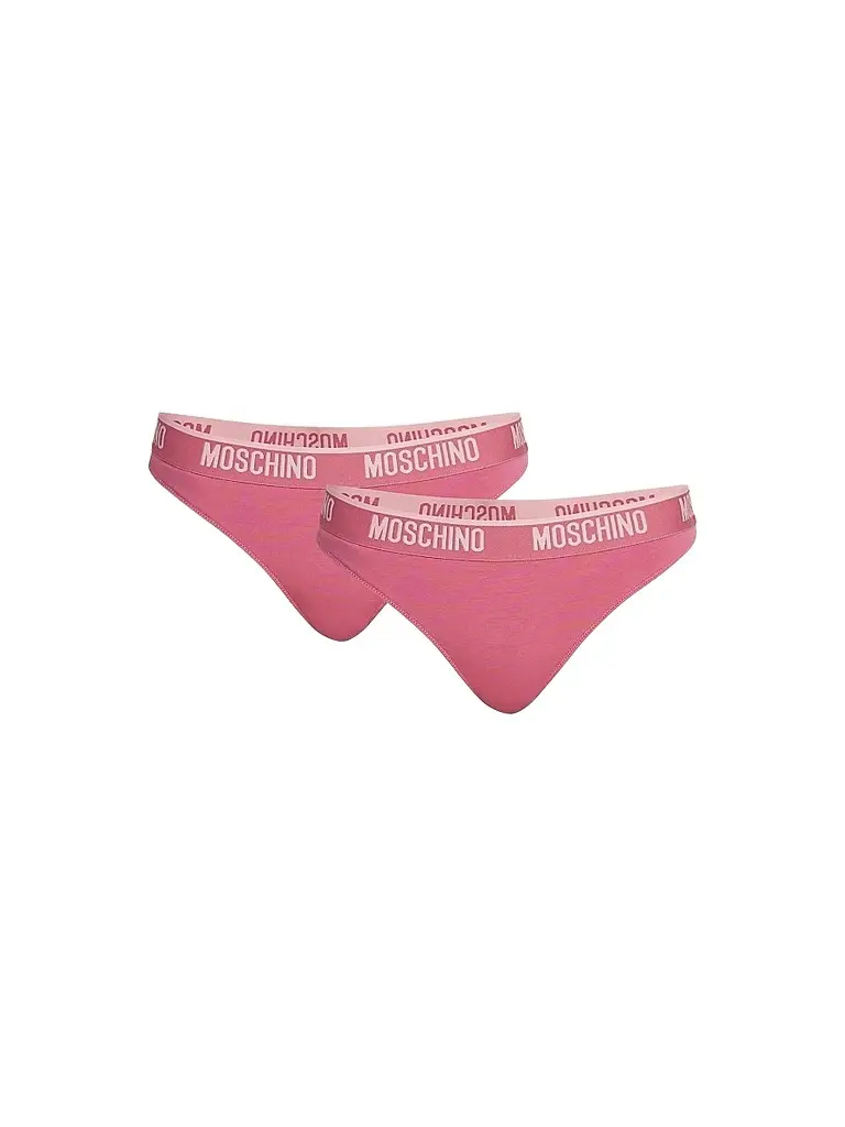MOSCHINO Women's 2-Pack Logo-Waistband Thong - Pink | Image 1 MOSCHINO Women's 2-Pack Logo-Waistband Thong - Pink | Image 1