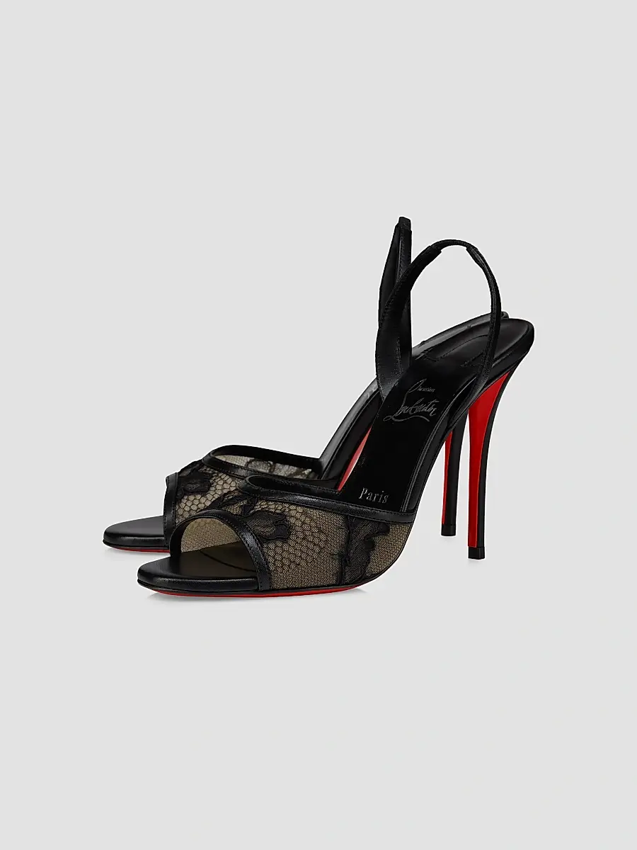 Christian Louboutin Women's Miss Z Lace and Mesh Sling Sandals | Thumbnail 2 Christian Louboutin Women's Miss Z Lace and Mesh Sling Sandals | Thumbnail 2