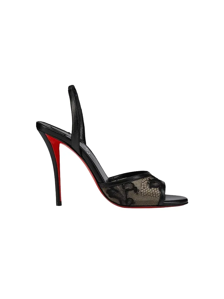 Christian Louboutin Women's Miss Z Lace and Mesh Sling Sandals - Black | Image 1 Christian Louboutin Women's Miss Z Lace and Mesh Sling Sandals - Black | Image 1