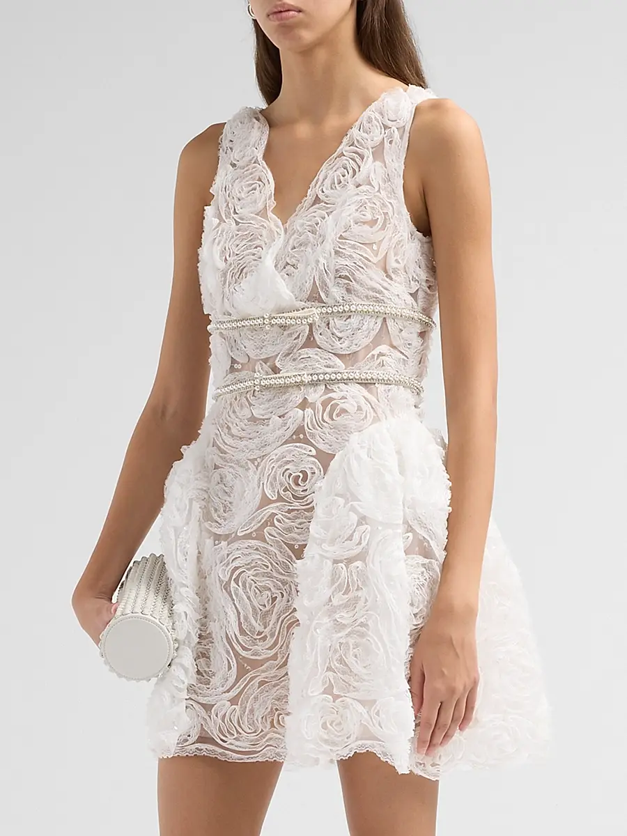 Self-Portrait Women's Tulle Laced A-Line Mini Dress | Thumbnail 4