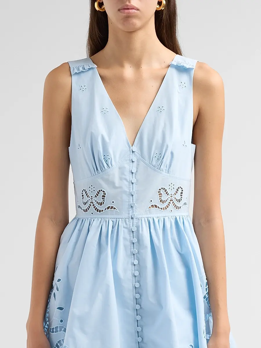 Self-Portrait Women's Eyelet Embroidered Cotton Mini Dress | Thumbnail 5