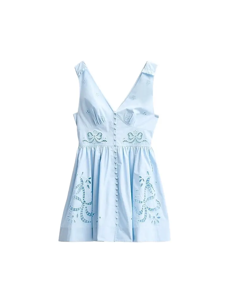 Women's Eyelet Embroidered Cotton Mini Dress Women's Eyelet Embroidered Cotton Mini Dress