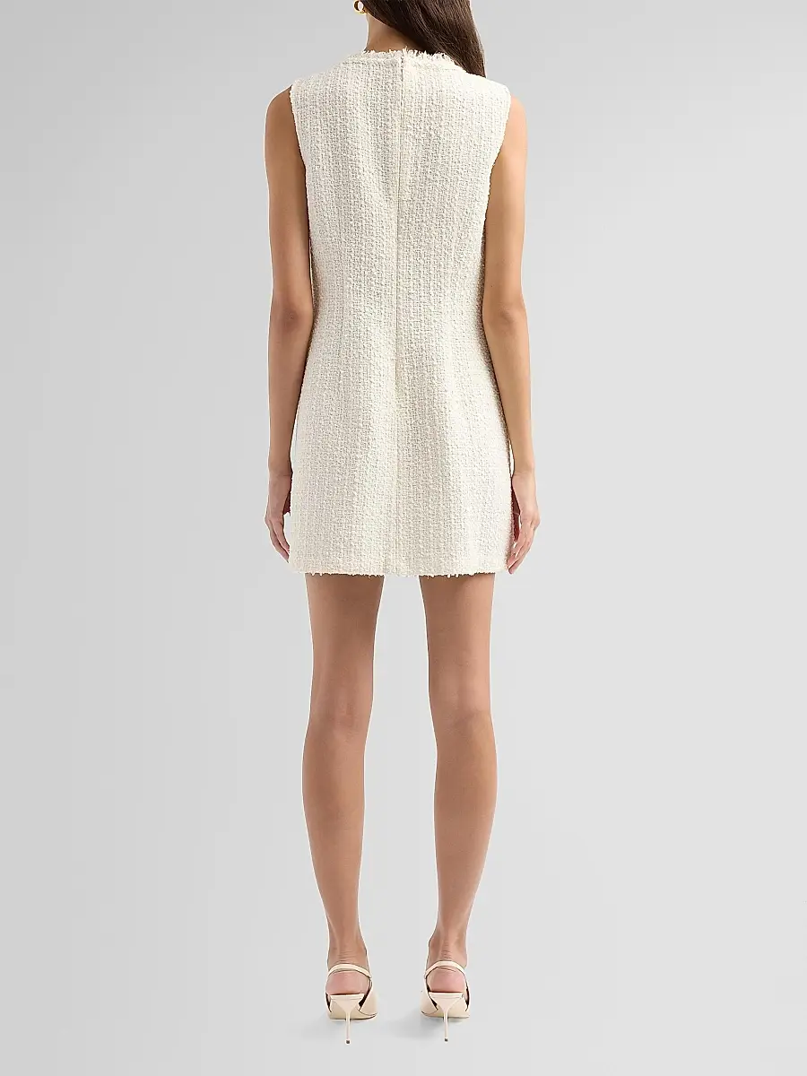 Self-Portrait Women's Bouclé V-Neck Shift Mini Dress | Thumbnail 3 Self-Portrait Women's Bouclé V-Neck Shift Mini Dress | Thumbnail 3