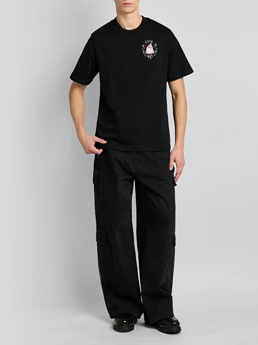 Casablanca Men's Casa Way Cotton Crewneck T-Shirt - Black | Thumbnail 2