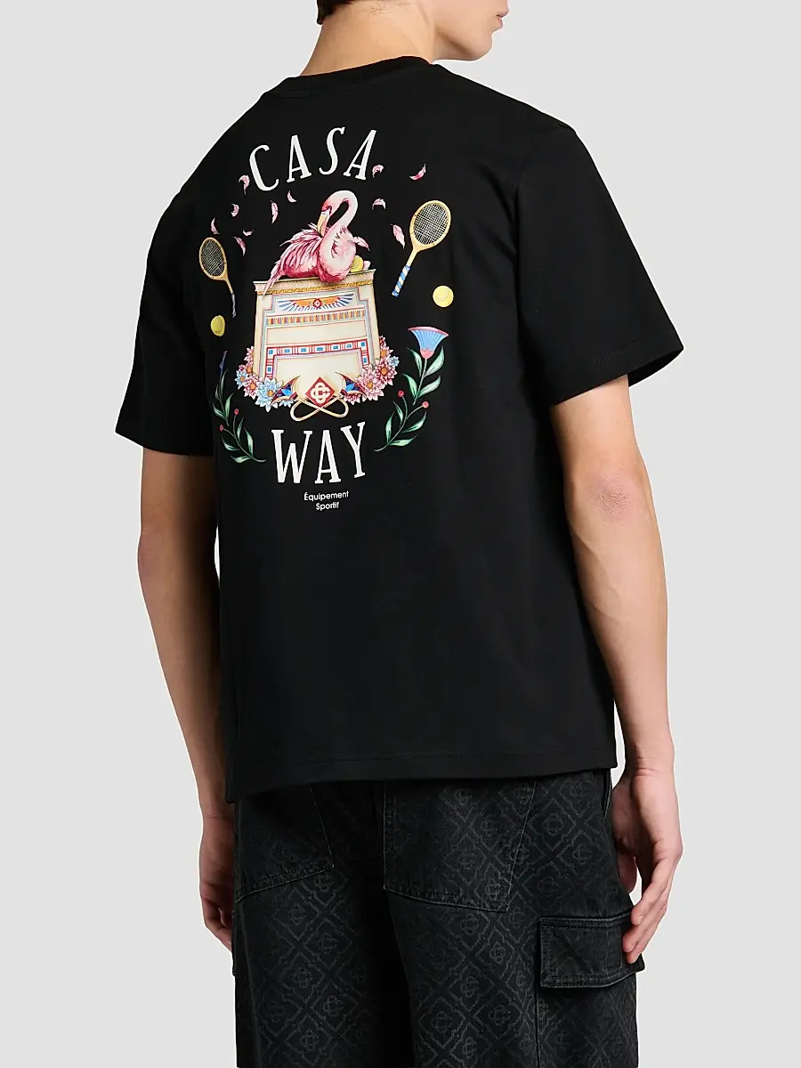 Casablanca Men's Casa Way Cotton Crewneck T-Shirt - Black | Thumbnail 3