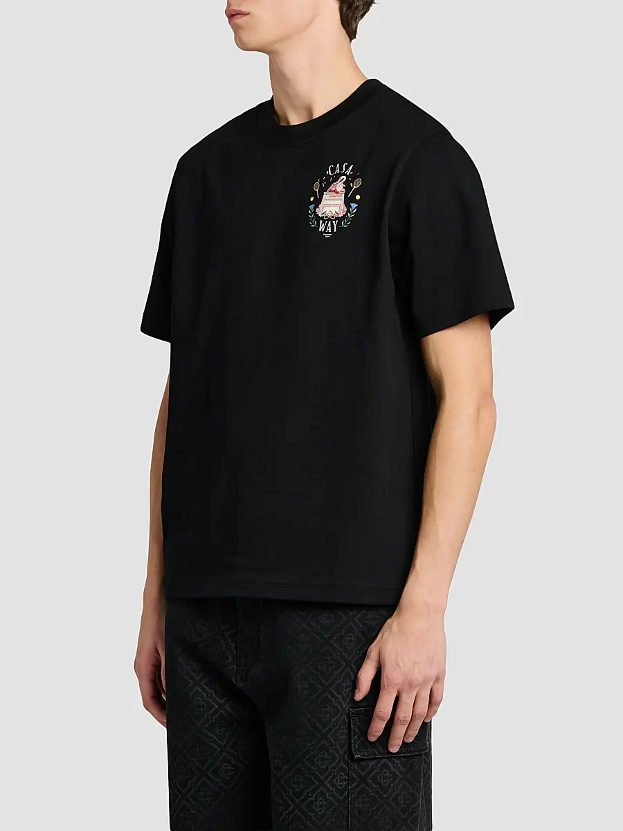 Casablanca Men's Casa Way Cotton Crewneck T-Shirt - Black | Thumbnail 4