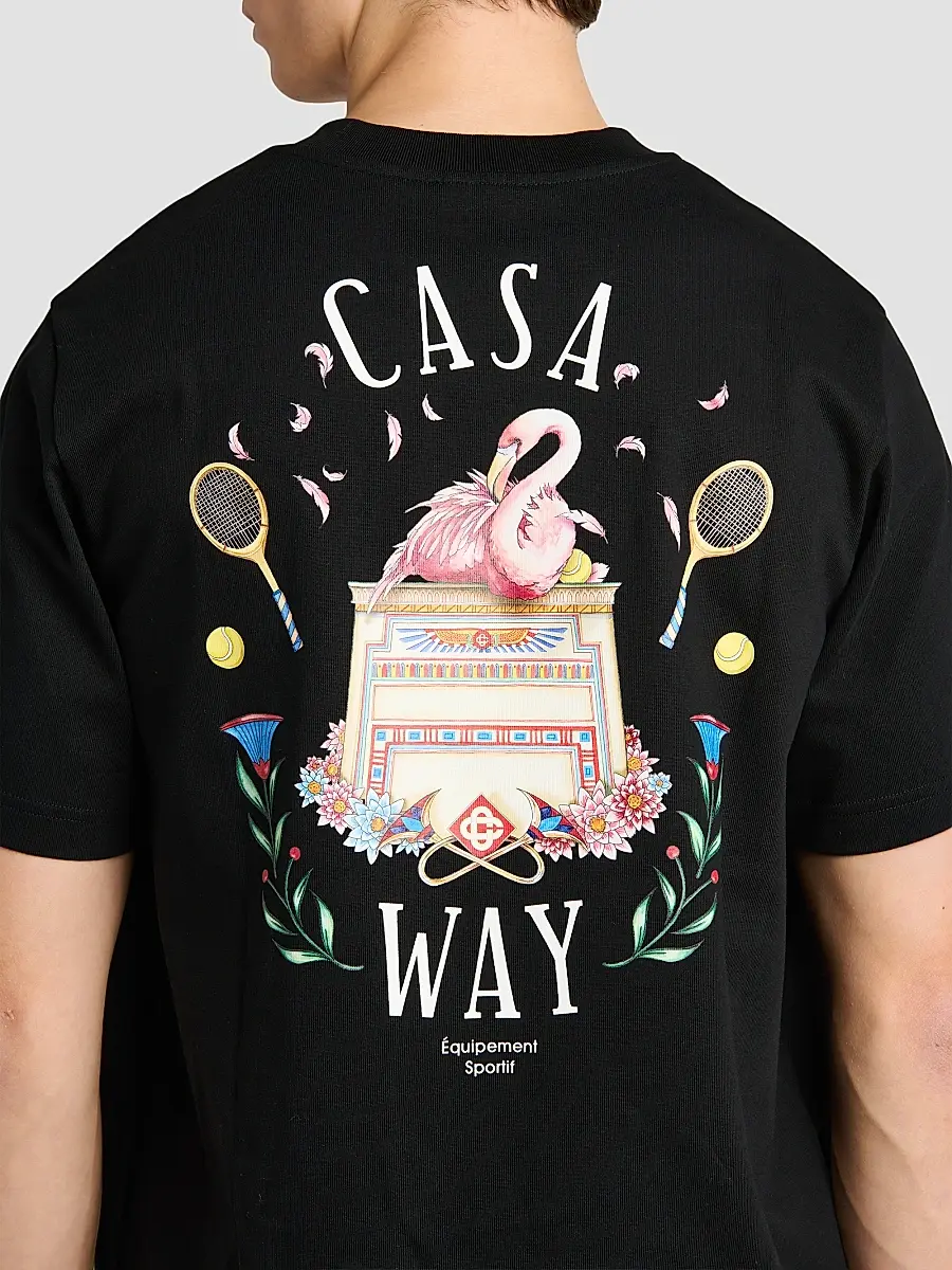 Casablanca Men's Casa Way Cotton Crewneck T-Shirt - Black | Thumbnail 5