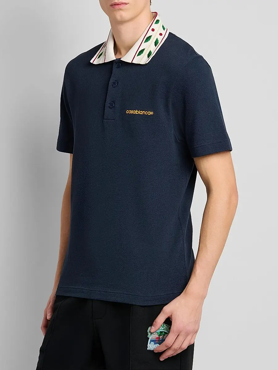 Casablanca Men's Laurel Cotton Pique Polo Shirt | Thumbnail 4
