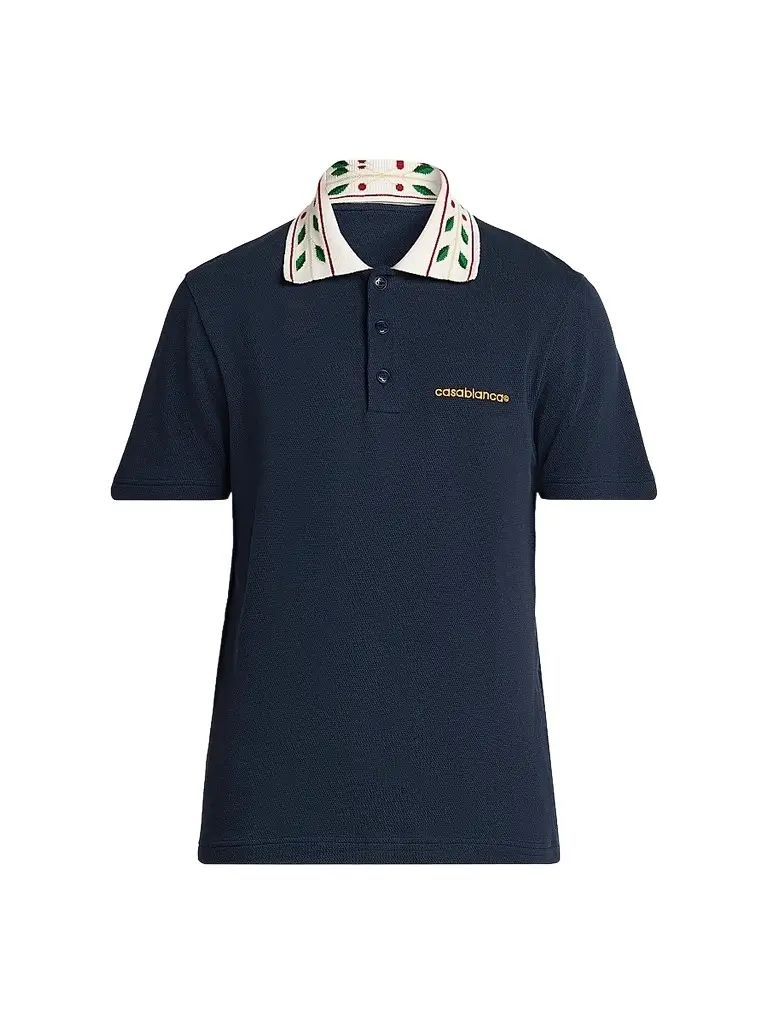 Casablanca Men's Laurel Cotton Pique Polo Shirt - Navy - Size XXL | Image 1 Casablanca Men's Laurel Cotton Pique Polo Shirt - Navy - Size XXL | Image 1