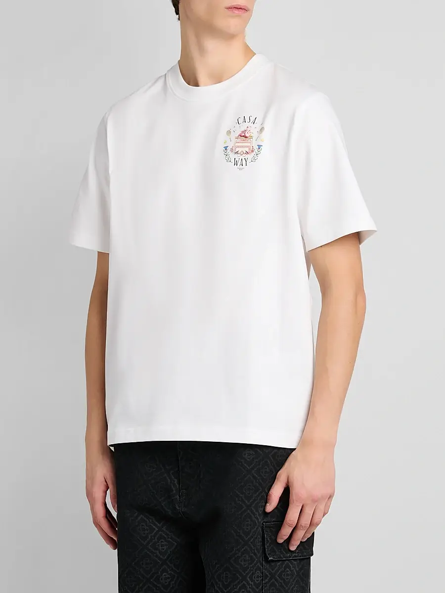 Casablanca Men's Casa Way Cotton Crewneck T-Shirt | Thumbnail 4 Casablanca Men's Casa Way Cotton Crewneck T-Shirt | Thumbnail 4