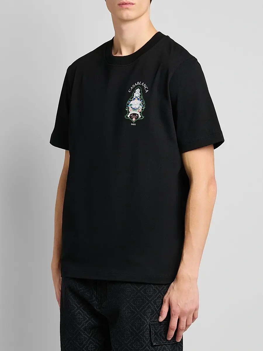 Casablanca Men's Classic Logo Graphic Cotton Crewneck T-Shirt | Thumbnail 4
