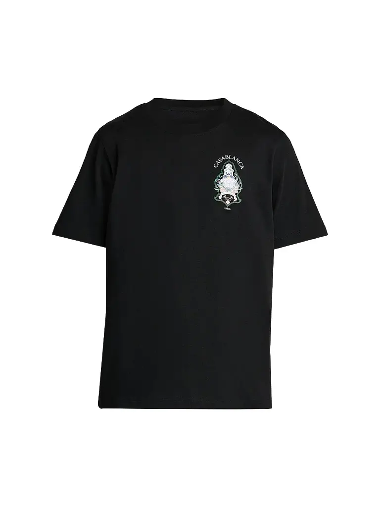 Casablanca Men's Classic Logo Graphic Cotton Crewneck T-Shirt - Black | Image 1 Casablanca Men's Classic Logo Graphic Cotton Crewneck T-Shirt - Black | Image 1
