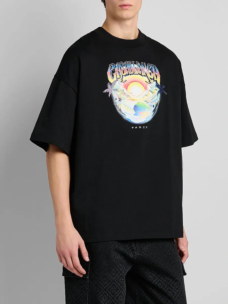 Casablanca Men's Oversized Logo Graphic Cotton Crewneck T-Shirt | Thumbnail 4 Casablanca Men's Oversized Logo Graphic Cotton Crewneck T-Shirt | Thumbnail 4