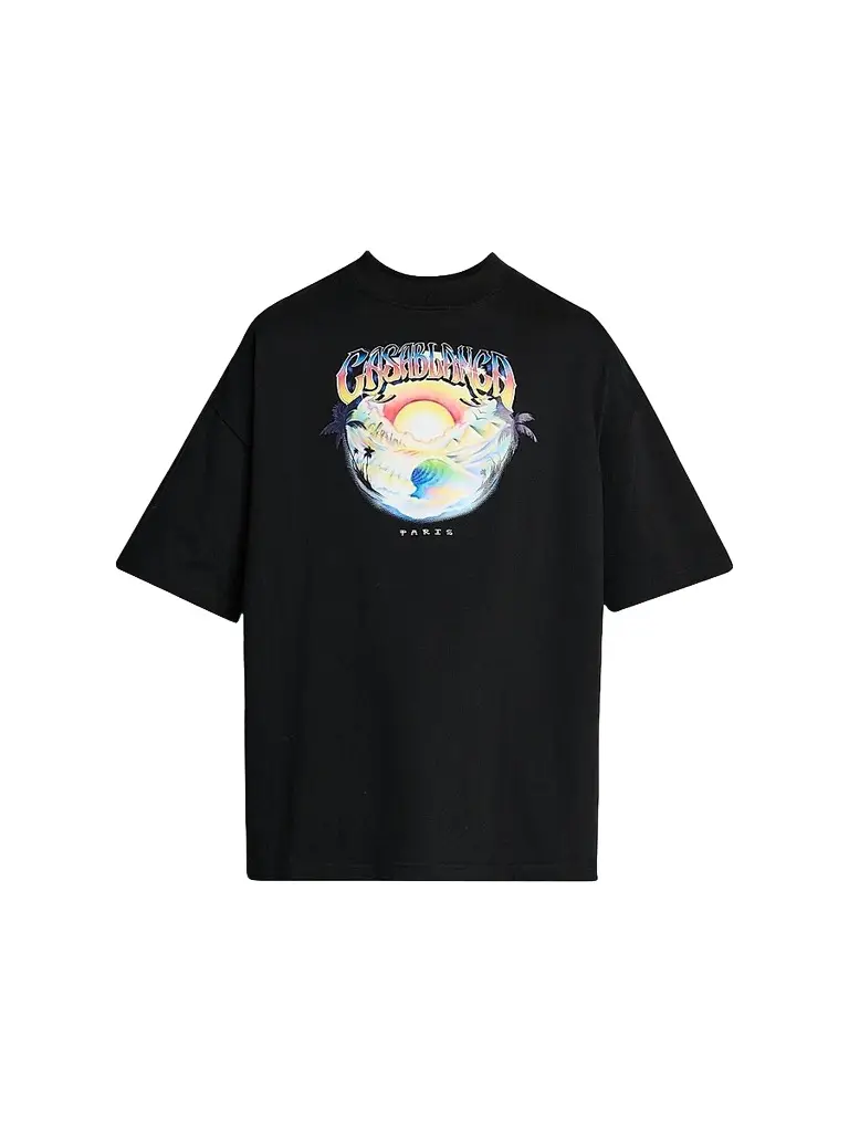Casablanca Men's Oversized Logo Graphic Cotton Crewneck T-Shirt - Black - Size XXXXL | Image 1 Casablanca Men's Oversized Logo Graphic Cotton Crewneck T-Shirt - Black - Size XXXXL | Image 1